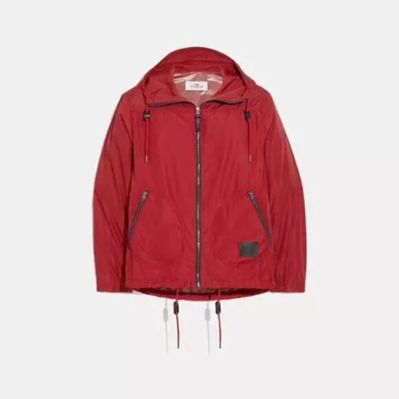 Coach Jackets & Blazers - COACH Jacket Women Small Orange Hooded Full Zip Windbreaker Outdoor Designer